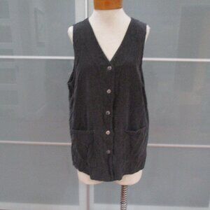 Bryn Walker Corduroy Button Front Gray Vest